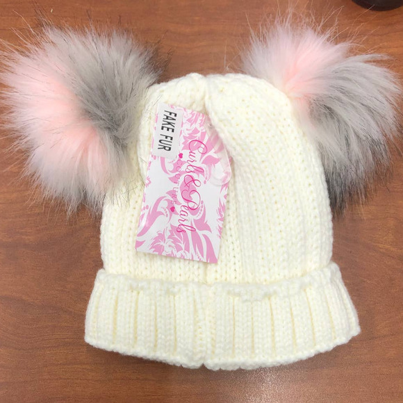 5/$25 Toddler Curls & Pearls Couture Toddler Winter Hat Beanie and Mitten Set - Picture 3 of 5